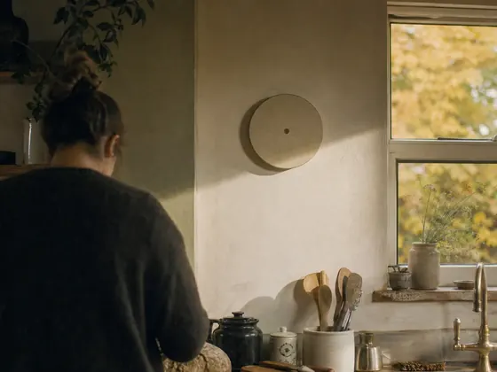 kitchen clock, autumn morning light
