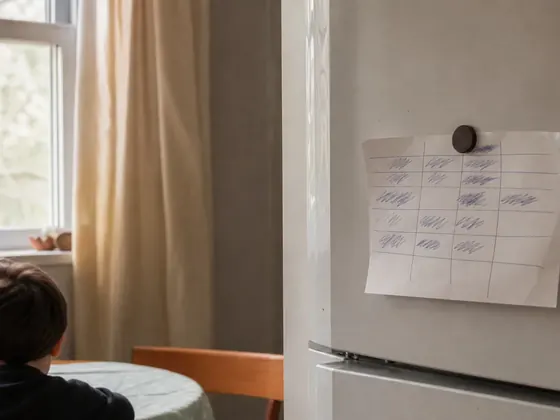 handwritten rota on a fridge door