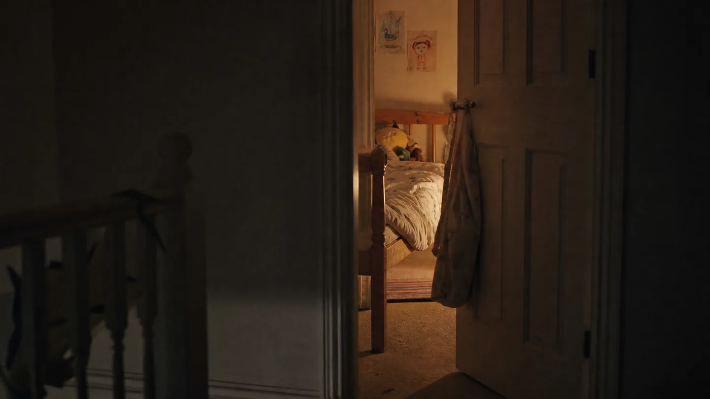 toddler bedroom door, evening light