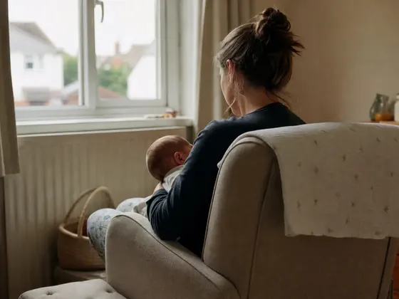 nursing chair by a window, folded muslin